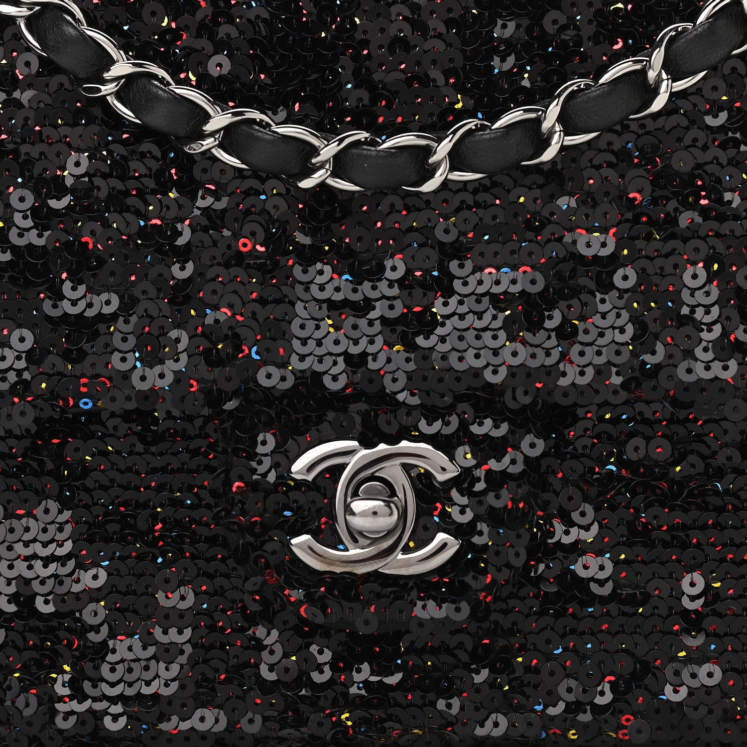 Chanel Sequin Medium Single Flap Multicolor Black 8 of 10