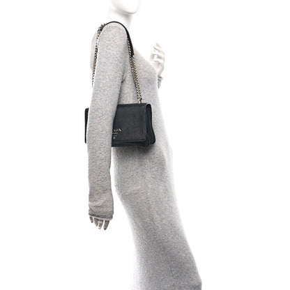 Prada Saffiano Tessuto Nylon Chain Shoulder Bag Black 2 of 10