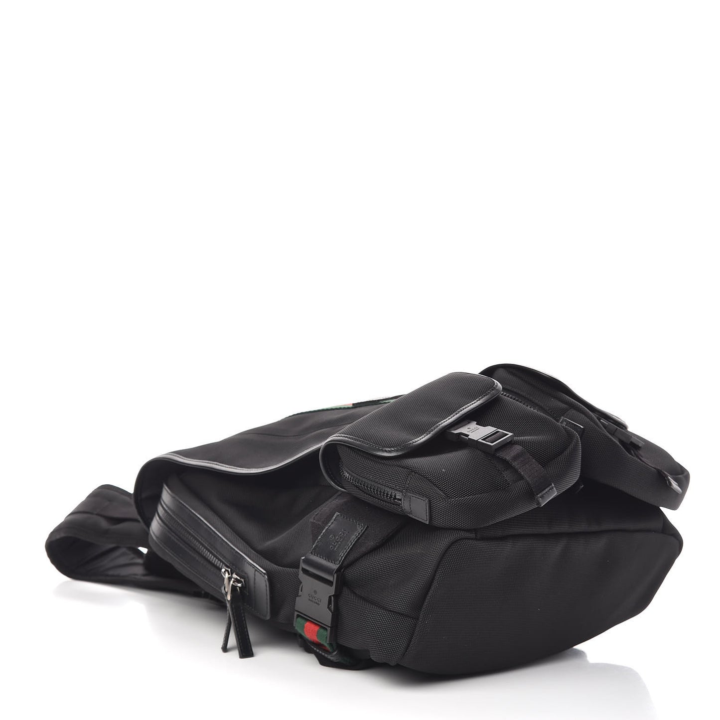 Techno Canvas Web Band Single Buckle Backpack Black