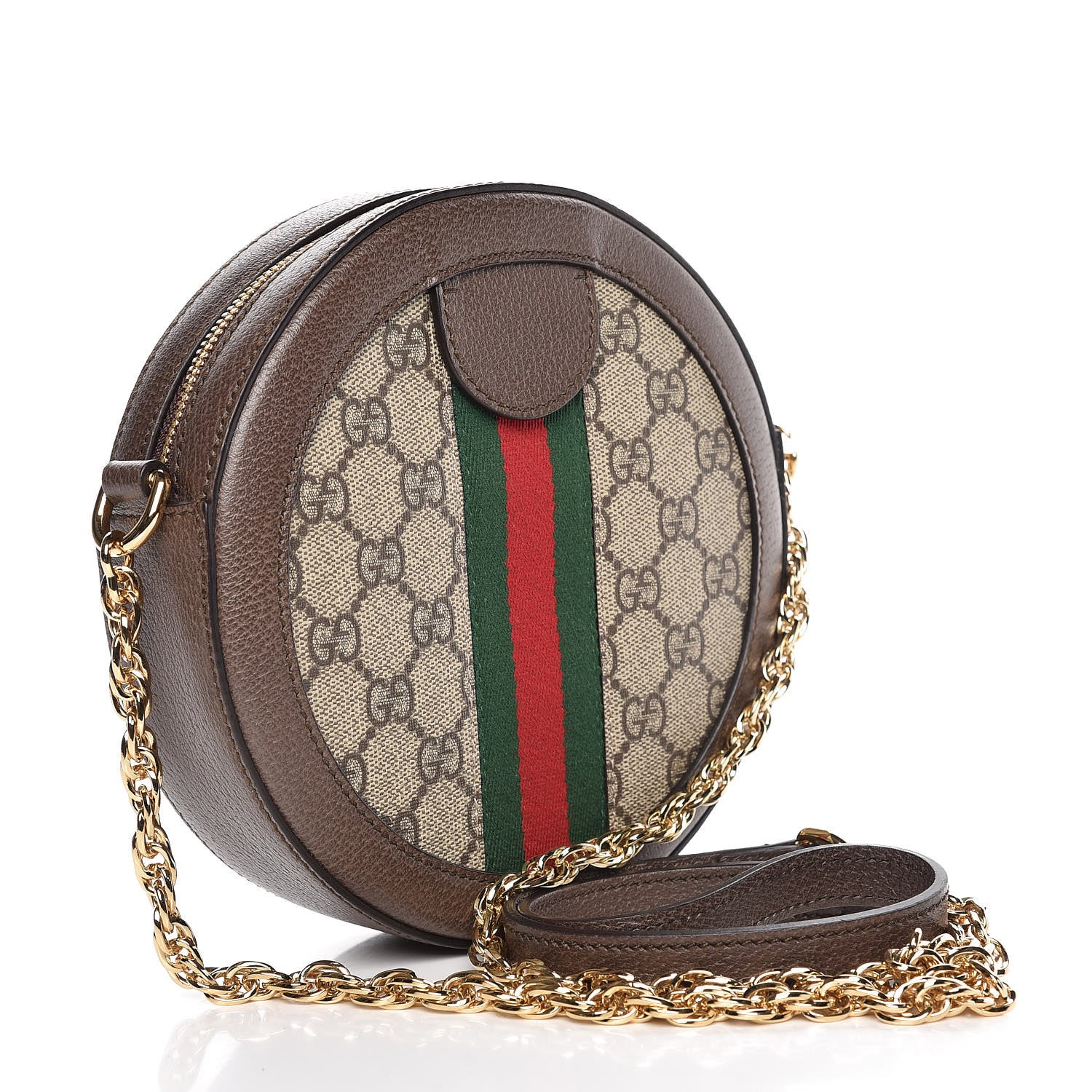 Gucci GG Supreme Monogram Web Mini Ophidia Round Shoulder Bag Brown 3 of 7