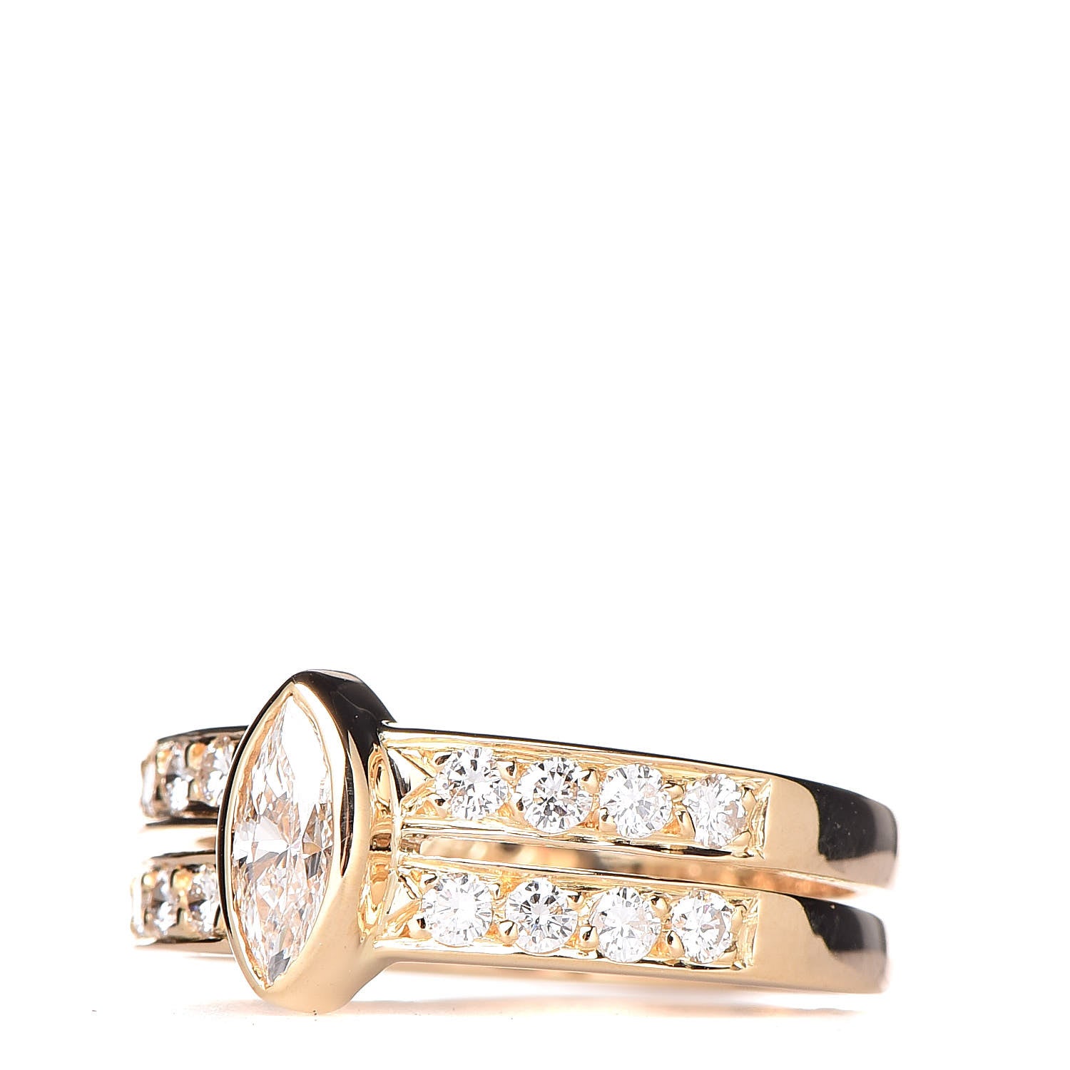 Cartier 18K Yellow Gold Diamond Marquise Band Ring 52 6 3 of 8