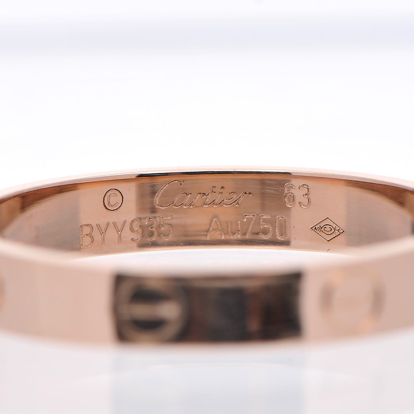 18K Pink Gold 3.5mm LOVE Wedding Band Ring 63 10.25