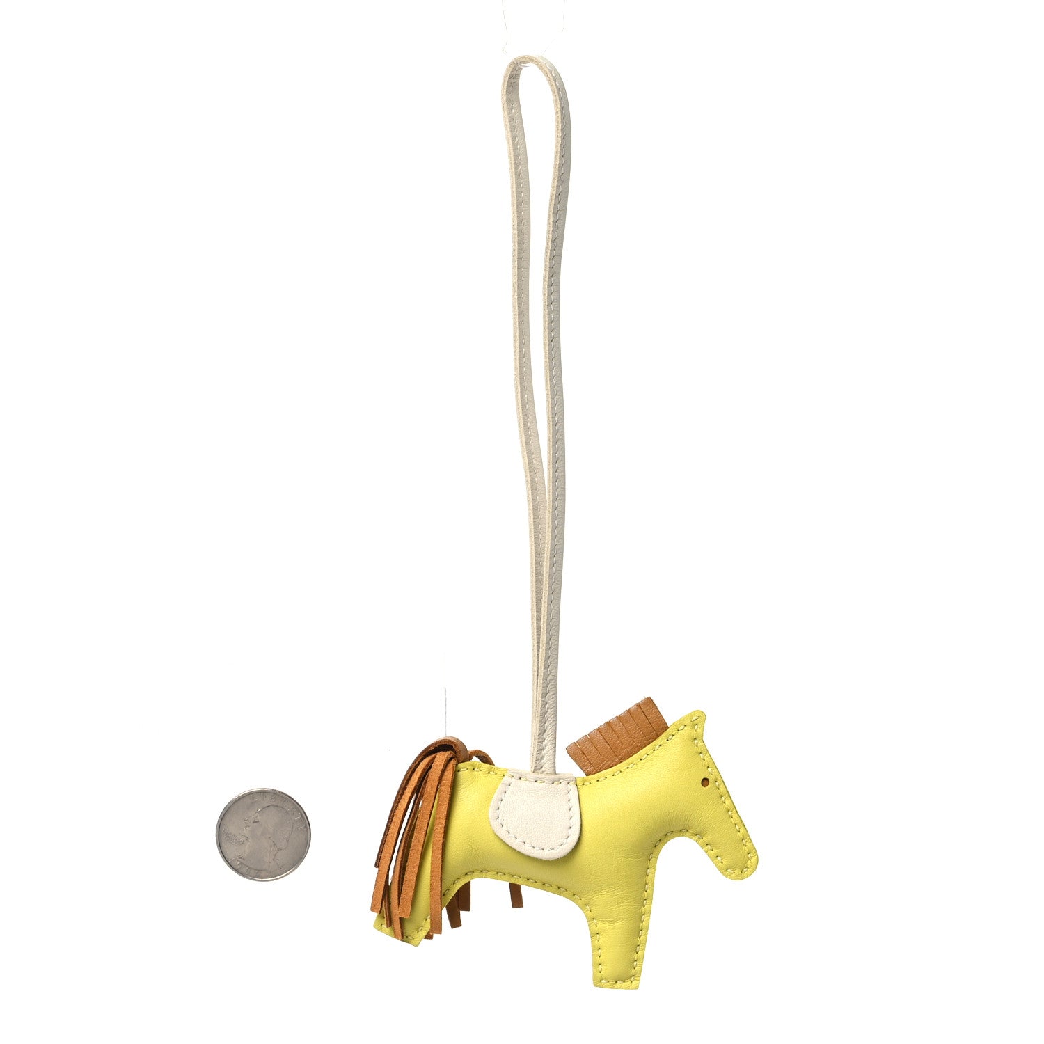 Hermes Milo Lambskin Grigri Rodeo Horse Bag Charm PM Lime Sesame Craie 2 of 4