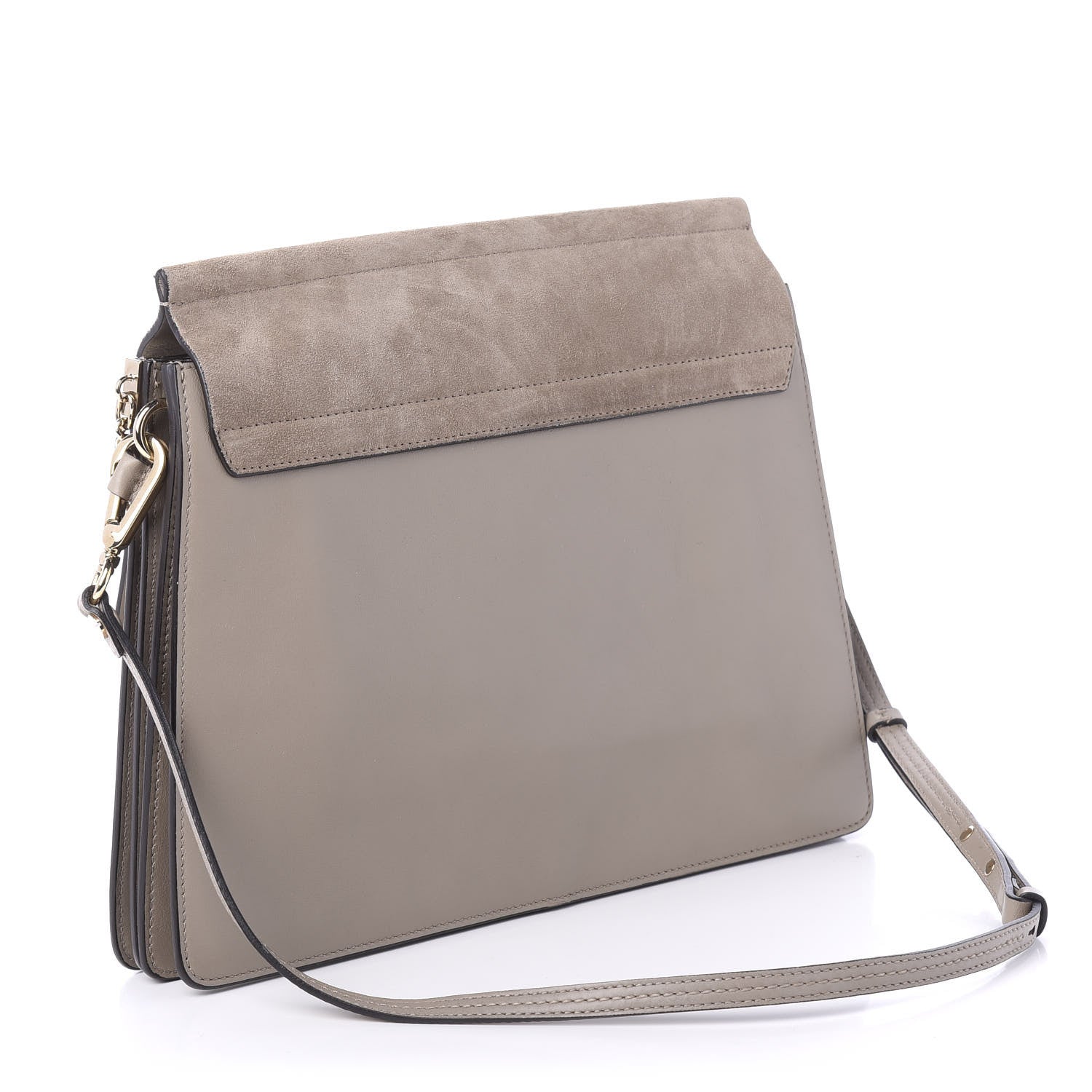 Chloe Calfskin Suede Medium Faye Shoulder Bag Motty Grey 3 of 12