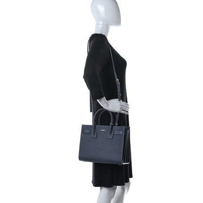 Saint Laurent Grained Calfskin Topstitch Baby Sac De Jour Denim 2 of 11