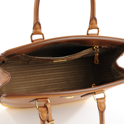 Prada Saffiano Lux Bi-Color Parabole Tote Caramel Mimosa 7 of 11