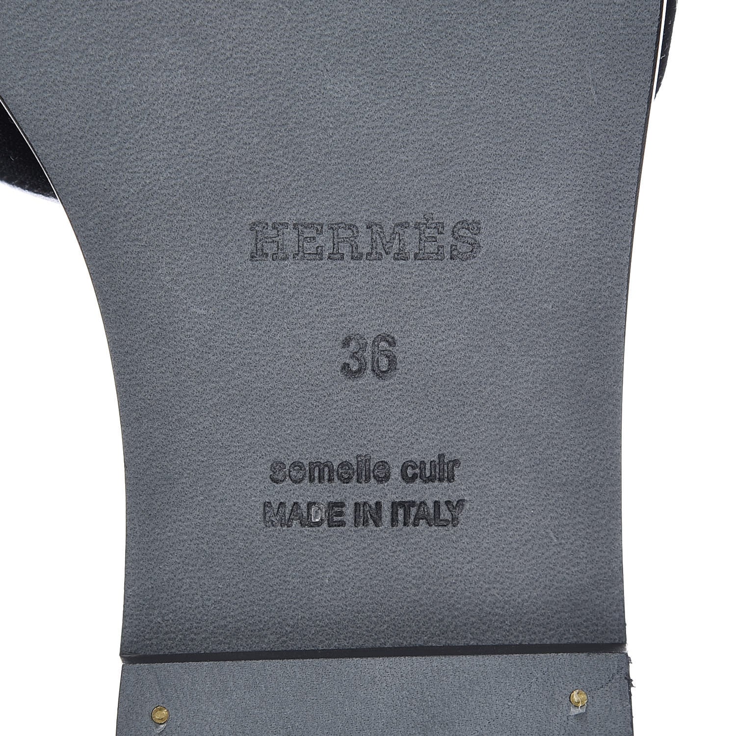 Hermes Velvet Nappa Oran Sandals 36 Black Argent Vieilli 6 of 7