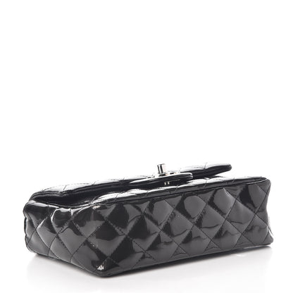 Chanel Striated Patent Calfskin Quilted Mini Rectangular Flap Dark Grey 4 of 15