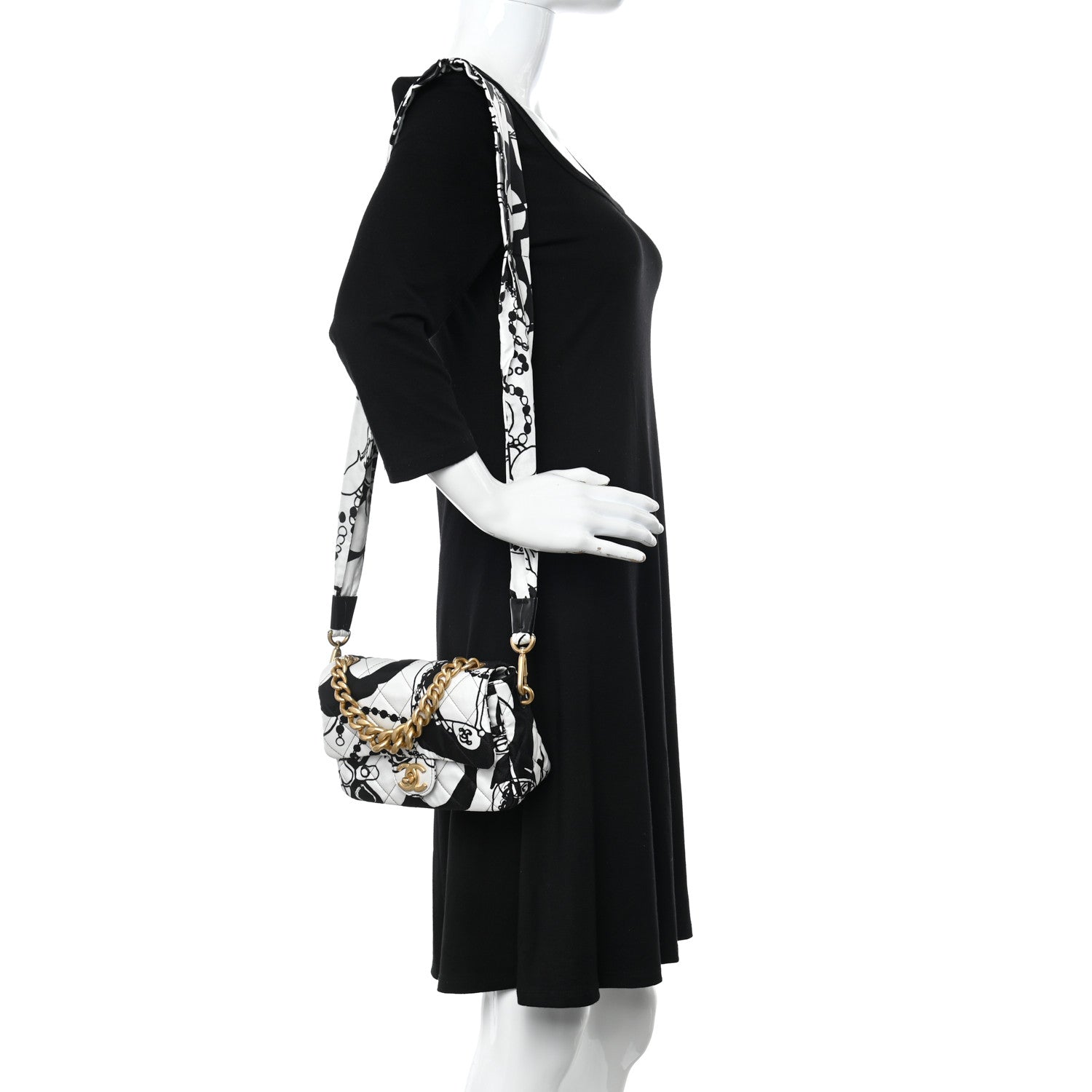 Chanel Canvas Printed Deer Coco Mini Single Flap Gray Black 2 of 12