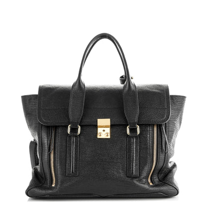 3.1 Phillip Lim 3.1 Textured Calfskin Large Pashli Satchel Black 1 of 8