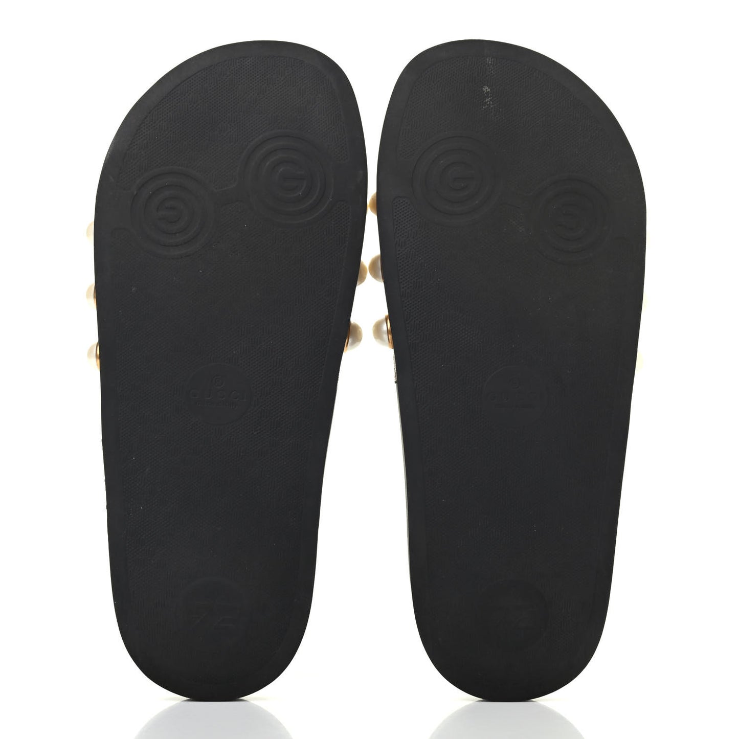 GG Supreme Monogram Slide Pearls Sandals 37 Beige