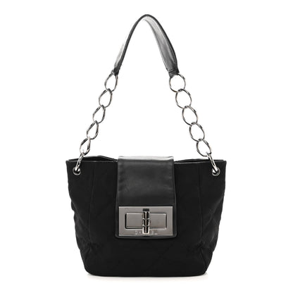 Chanel Lambskin Nylon Quilted Mademoiselle Shoulder Bag Black 1 of 11