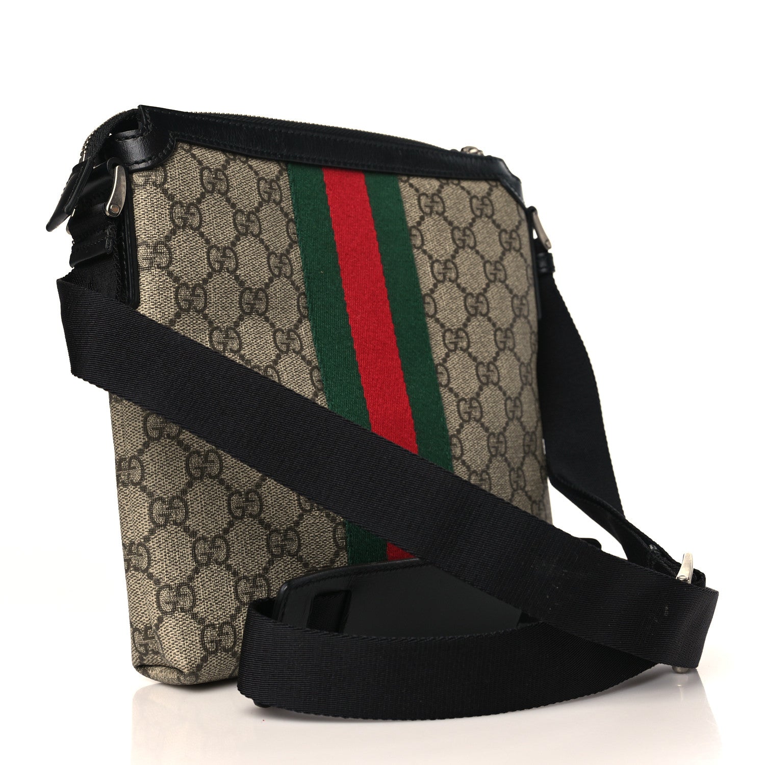 Gucci GG Supreme Monogram Web Messenger Bag Black 2 of 8