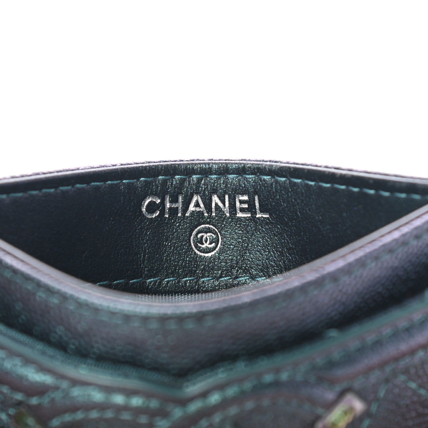 Chanel Iridescent Caviar Quilted Filigree Card Holder Dark Turquoise 6 of 9