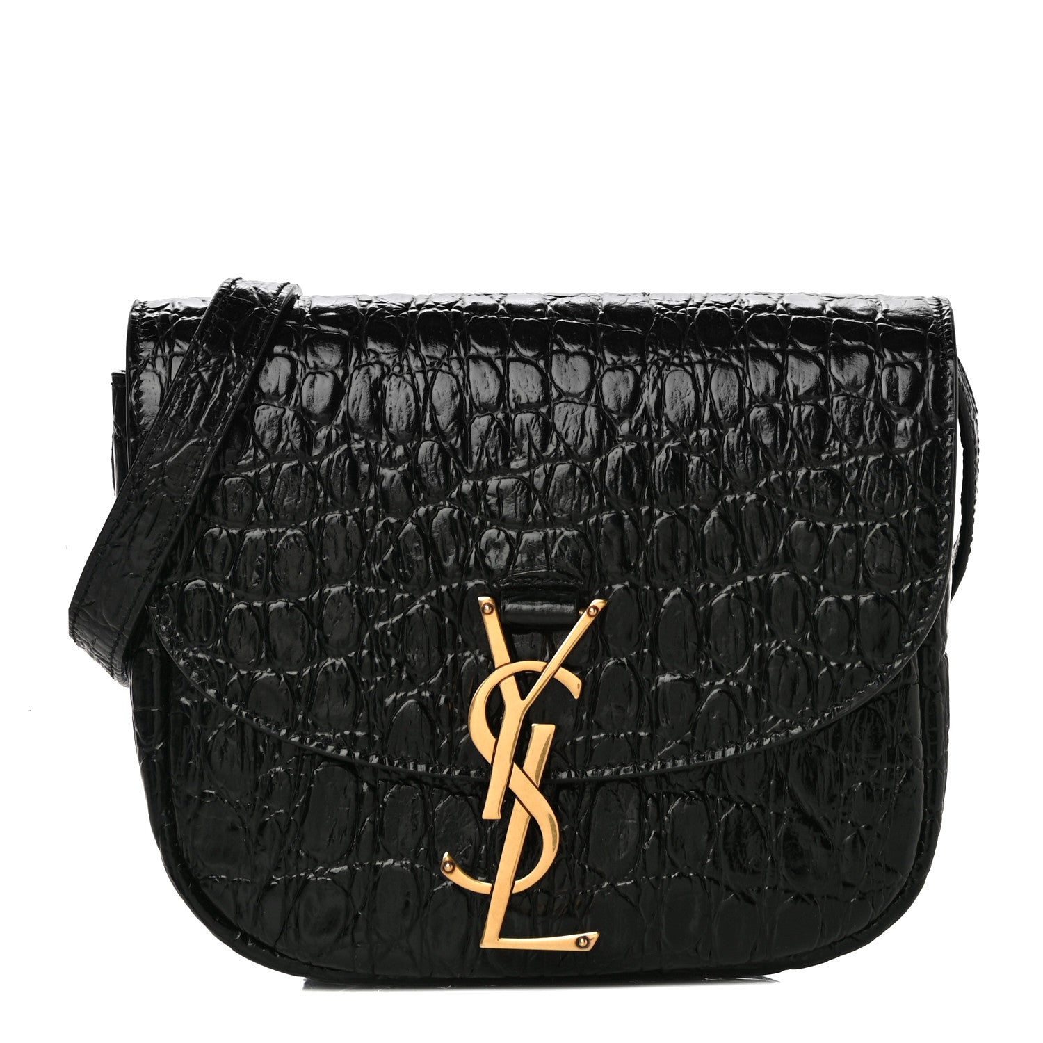 Saint Laurent Crocodile Embossed Calfskin Small Kaia Satchel Black 1 of 11