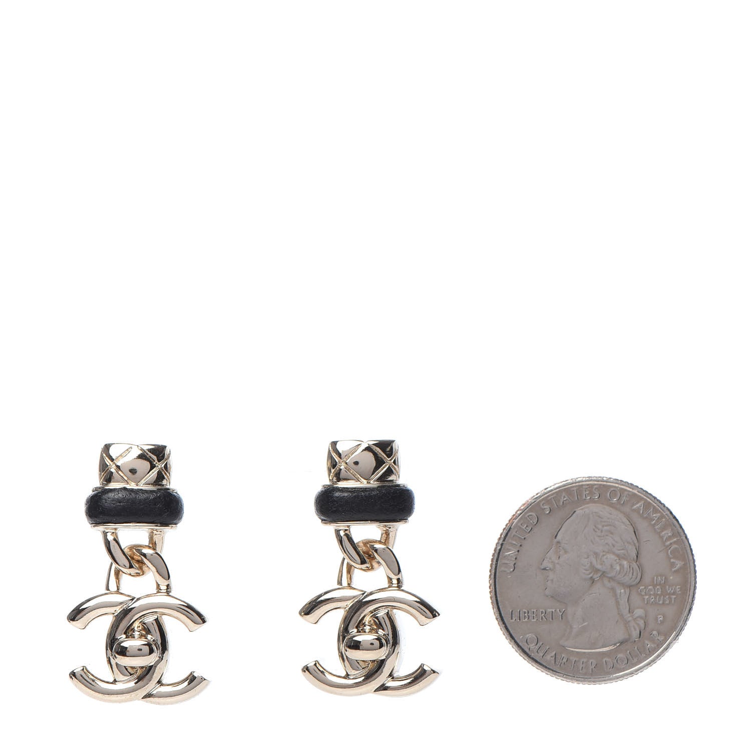 Chanel Lambskin CC Turnlock Drop Earrings Gold Black 2 of 5