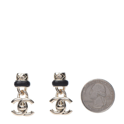 Chanel Lambskin CC Turnlock Drop Earrings Gold Black 2 of 5