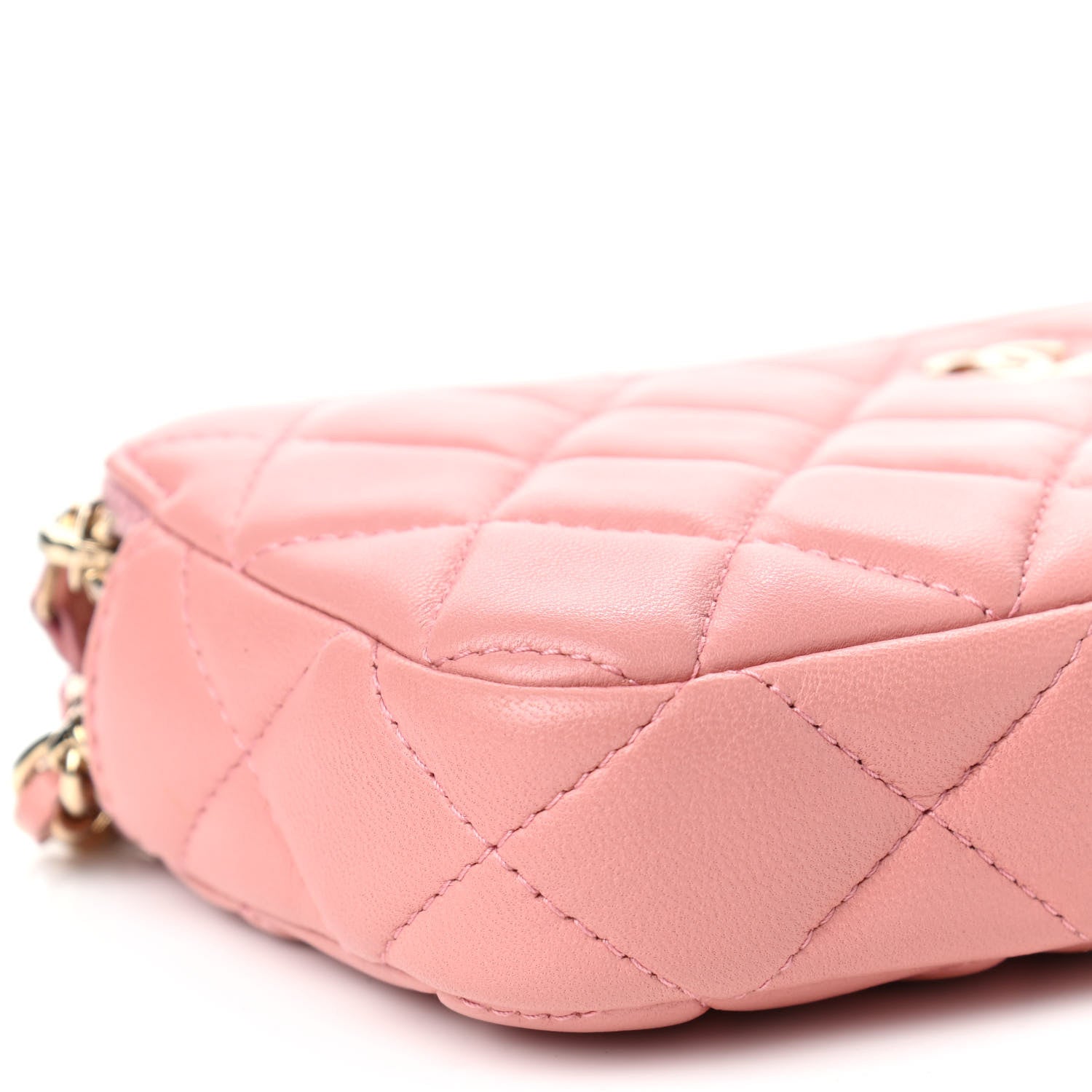Chanel Lambskin Quilted Small Clutch With Chain Pink 11 of 13