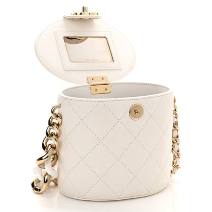 Chanel Lambskin Resin Elegant Chain Vanity Case White 4 of 11