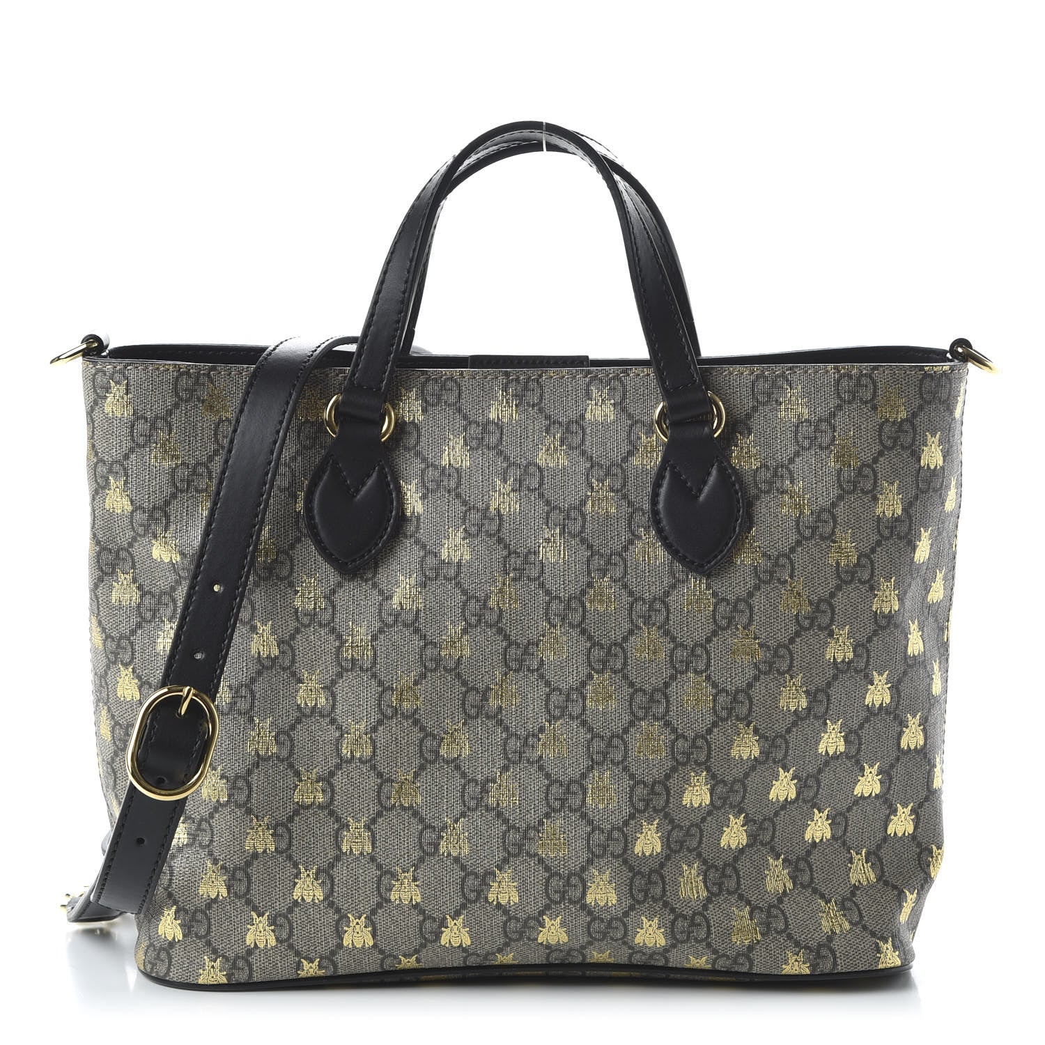 Gucci Soft GG Supreme Monogram Bees Small Crossbody Tote Beige Oro Black 1 of 10