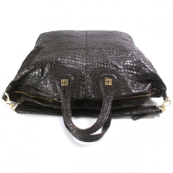 Givenchy Calfskin Crocodile Embossed Nightingale Dark Brown 6 of 10