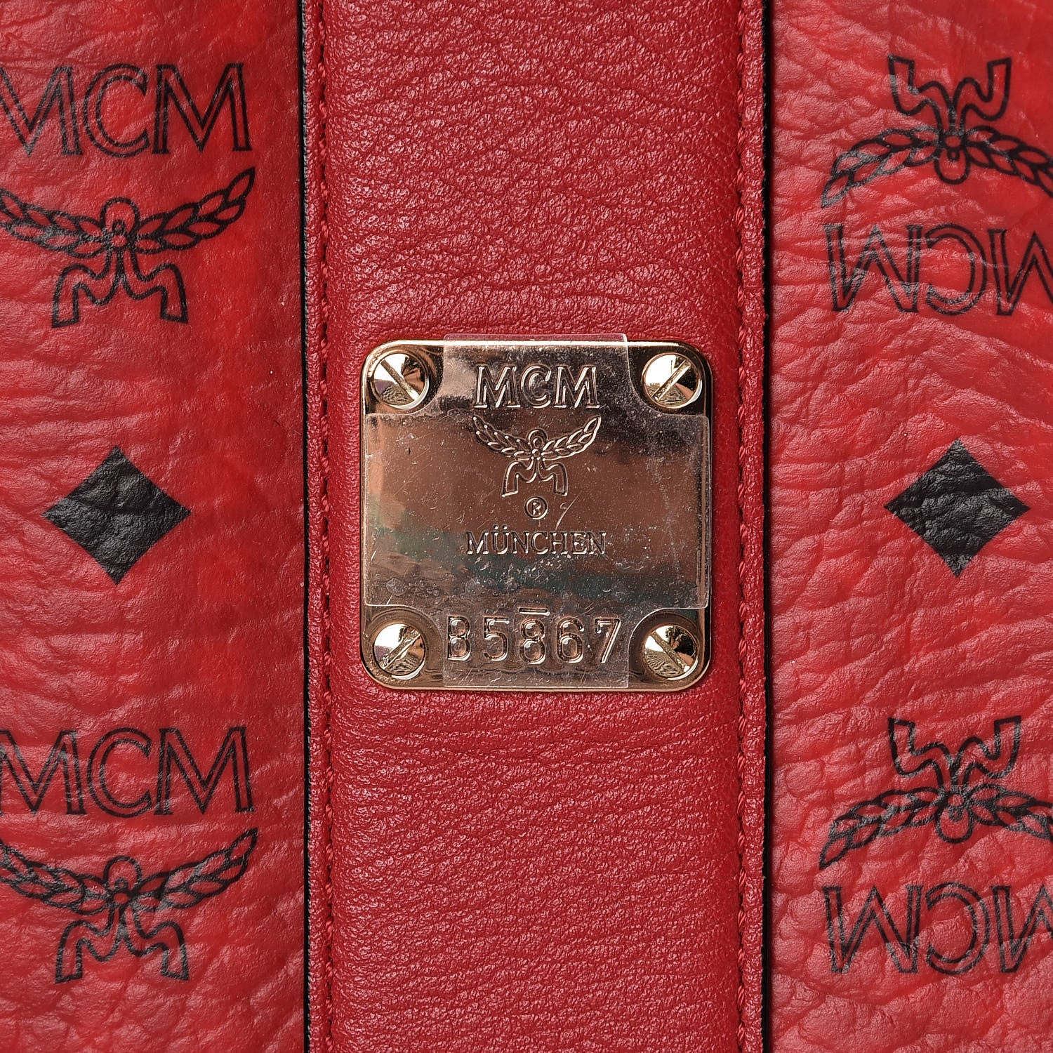 MCM Visetos Medium Liz Reversible Shopper Tote Ruby Red 10 of 14