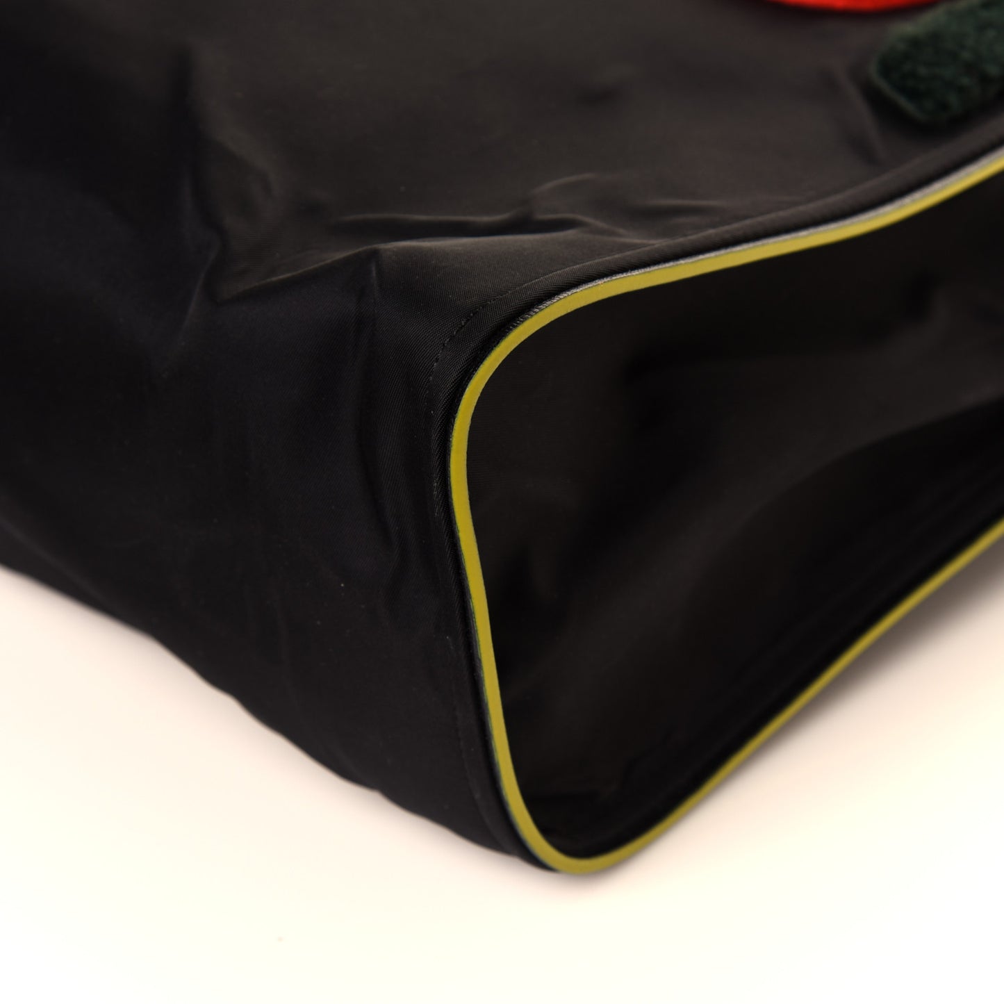 Nylon Shearling Block Letter Logo Tote Black Multicolor