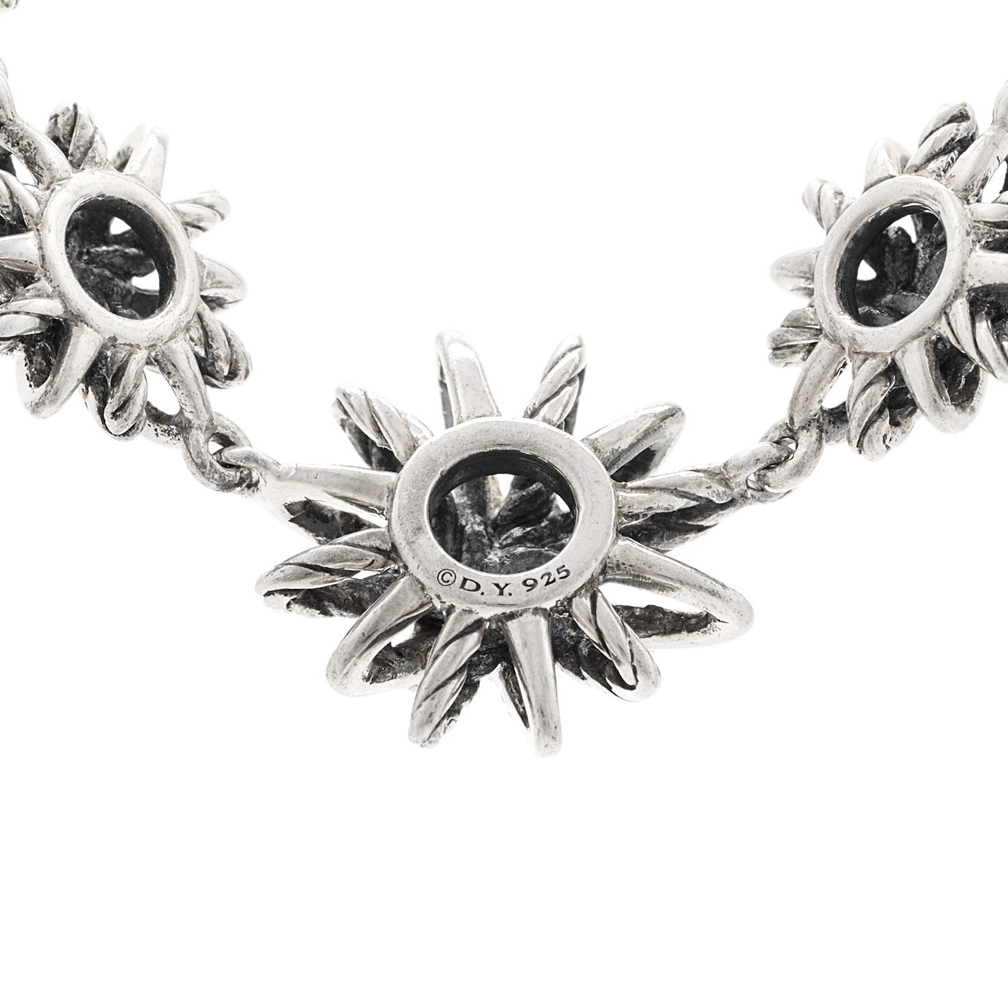 Sterling Silver Diamond Starburst 5 Station Necklace