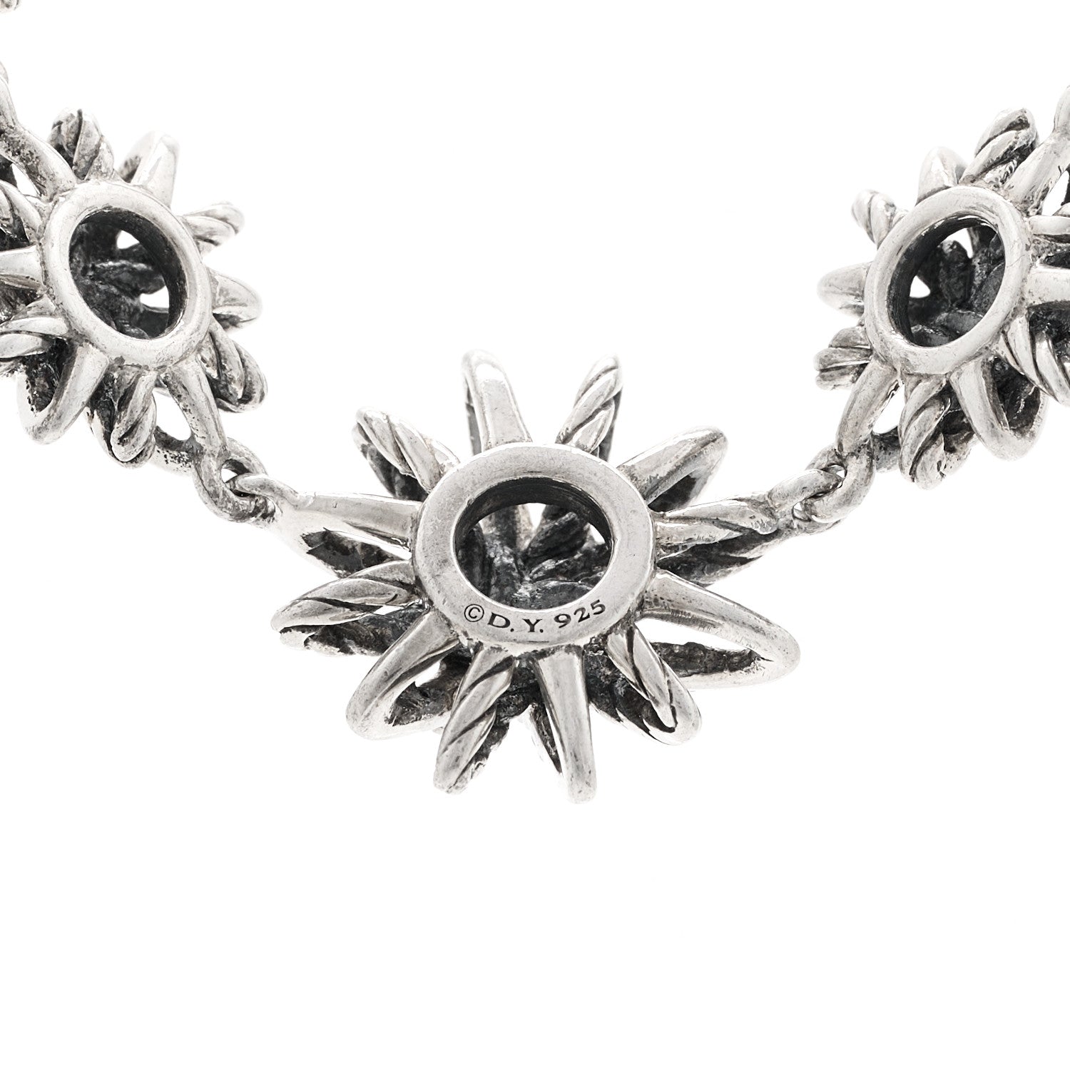 David Yurman Sterling Silver Diamond Starburst 5 Station Necklace 5 of 5