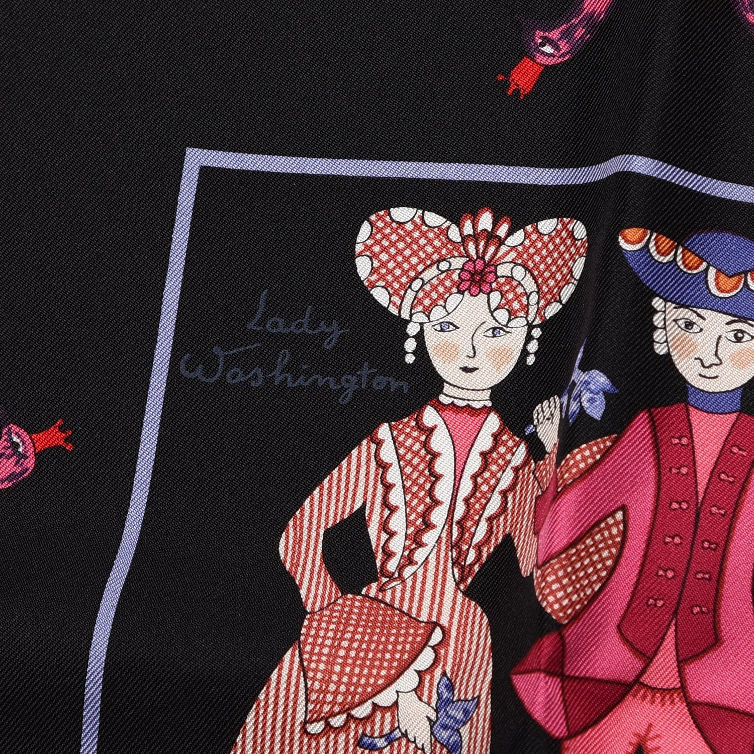 Hermes Silk Early America Scarf 90 Noir Bleu Nuit Rouge 12 of 13