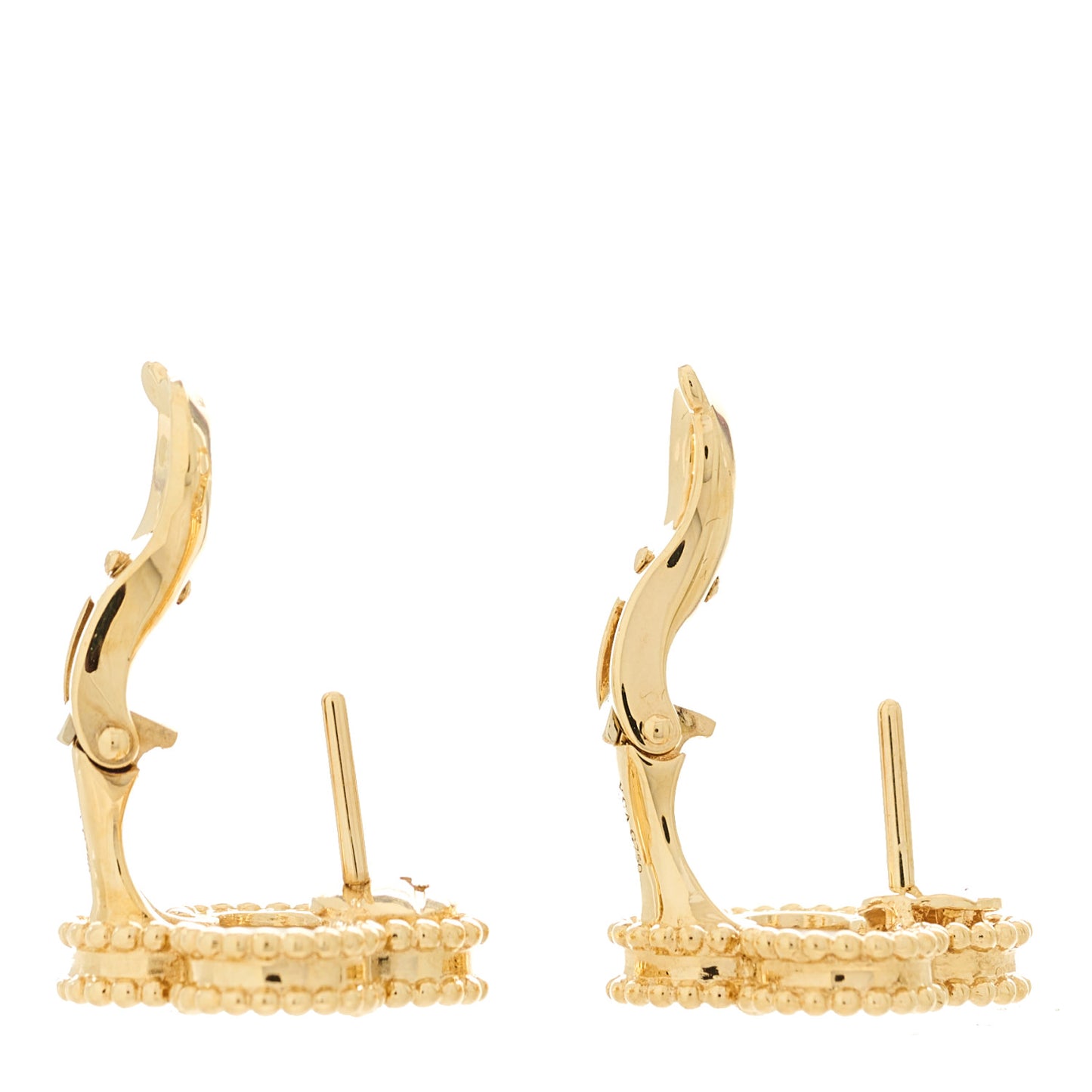 18K Yellow Gold Mother of Pearl Vintage Alhambra Earrings