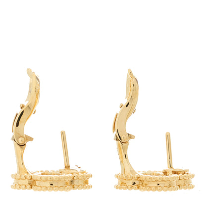 Van Cleef & Arpels 18K Yellow Gold Mother of Pearl Vintage Alhambra Earrings 3 of 5