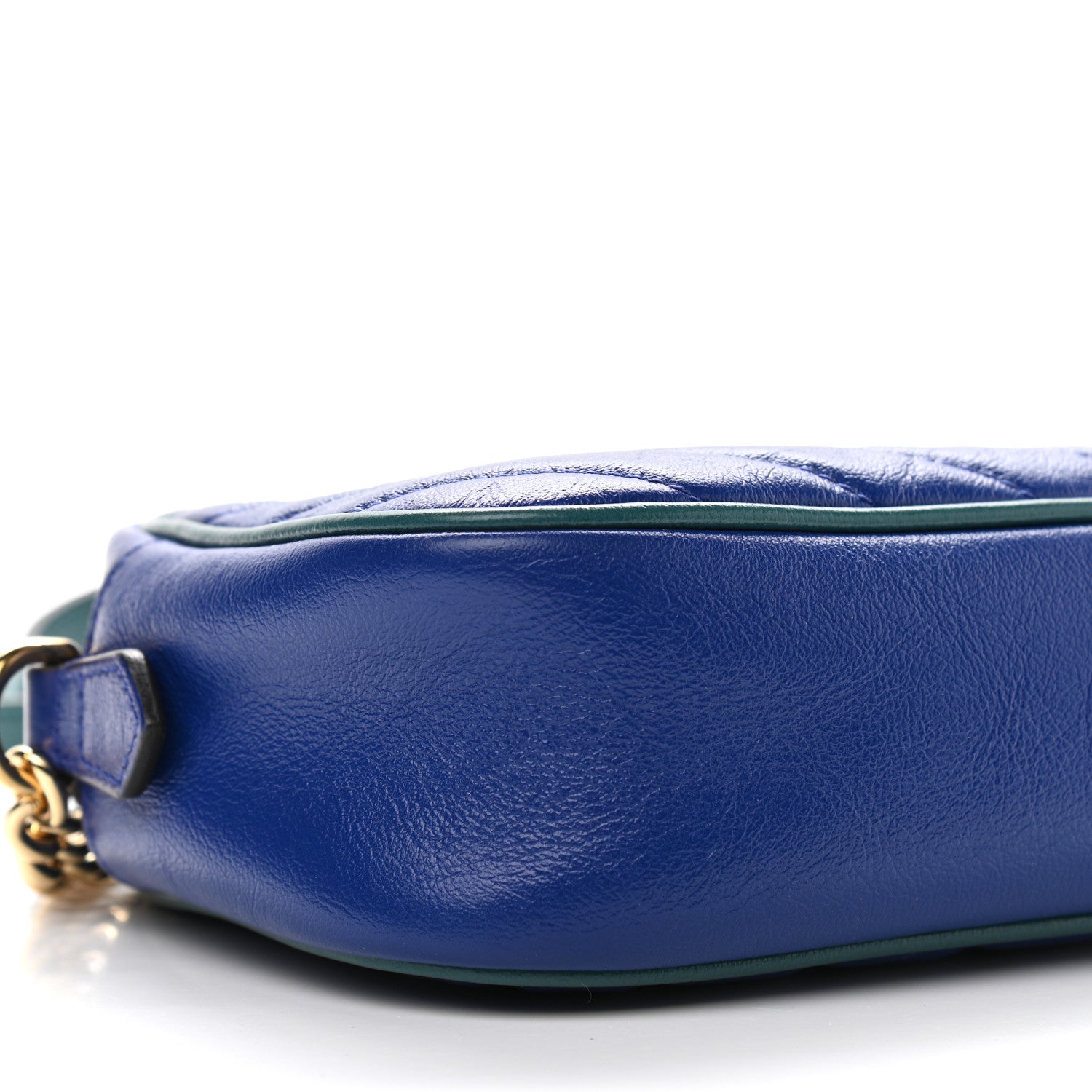 Gucci Azalea Calfskin Enamel Matelasse Diagonal Small Torchon GG Marmont Chain Shoulder Bag Imperial Blue Pavone 9 of 10