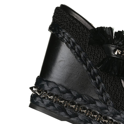 Christian Louboutin Voltinoudou 110mm Tie Cruise Raffia Spike Wedge 38 13 of 14