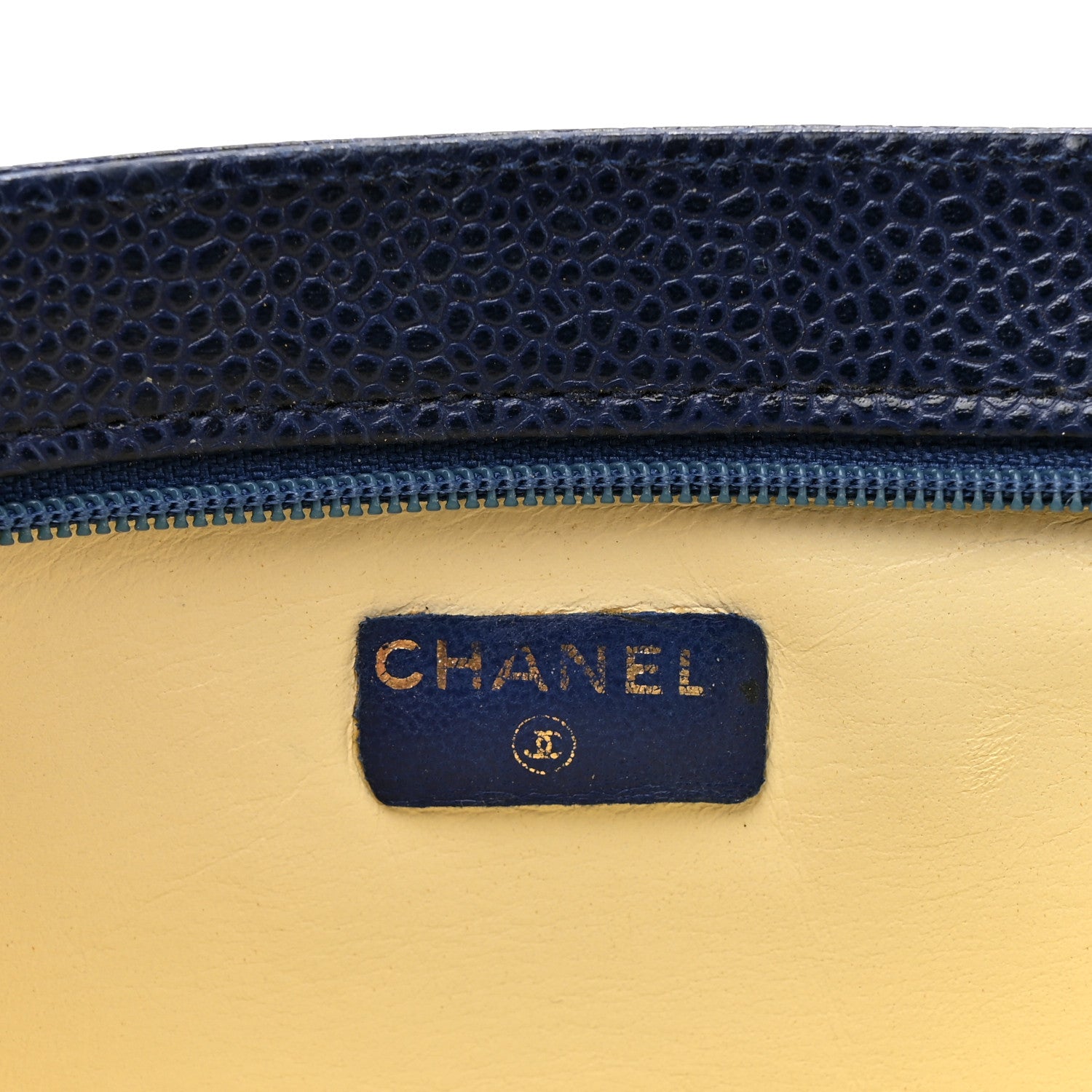 Chanel Caviar Timeless CC Cosmetic Pouch Blue 1918289 – FASHIONPHILE
