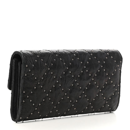 Chanel Crumpled Lambskin Studded Paris Dallas Flap Wallet Black 3 of 10