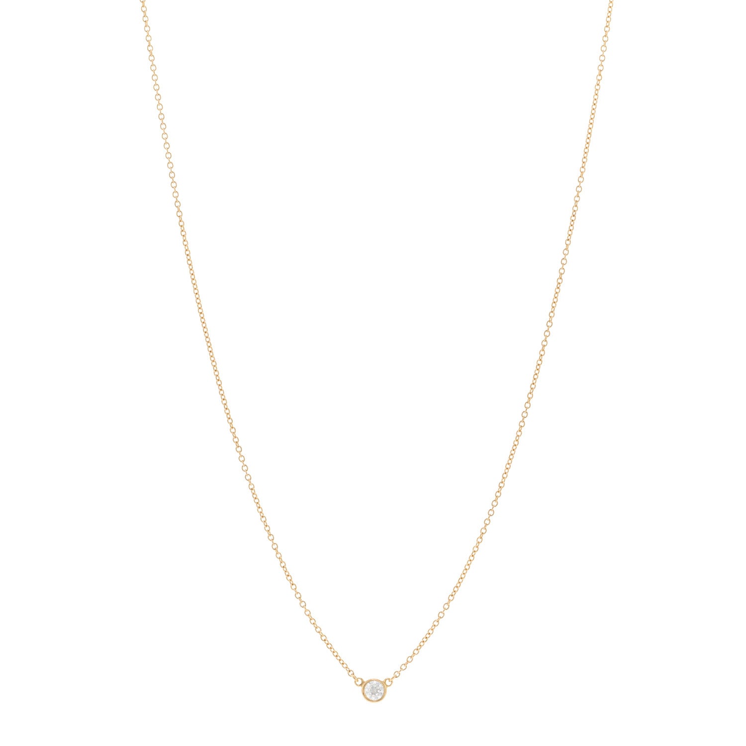 Tiffany 18K Yellow Gold Diamond .14ct Elsa Peretti Diamonds by the Yard Pendant Necklace 1 of 4
