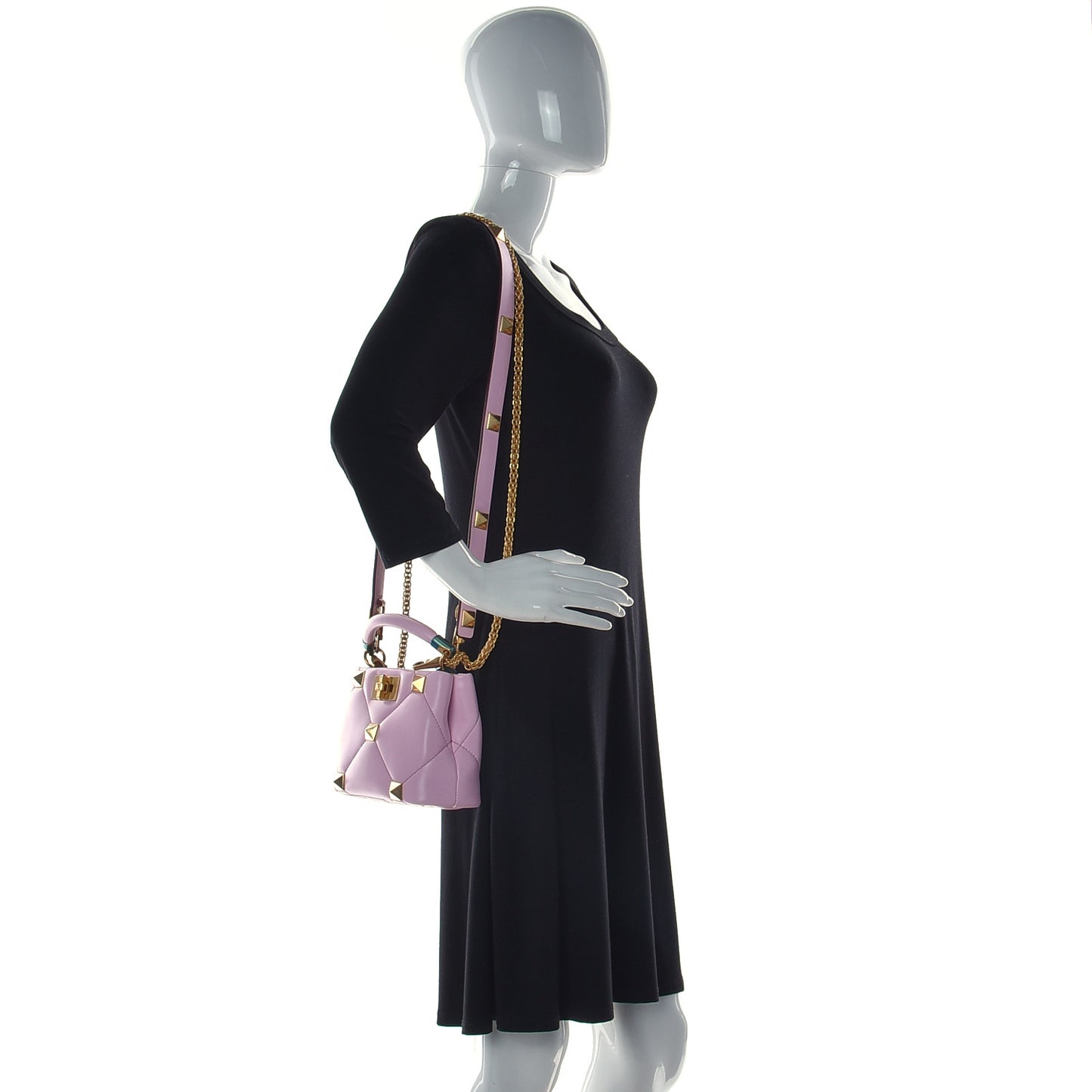 Nappa Mini Roman Stud The Handle Bag Pink Borealis