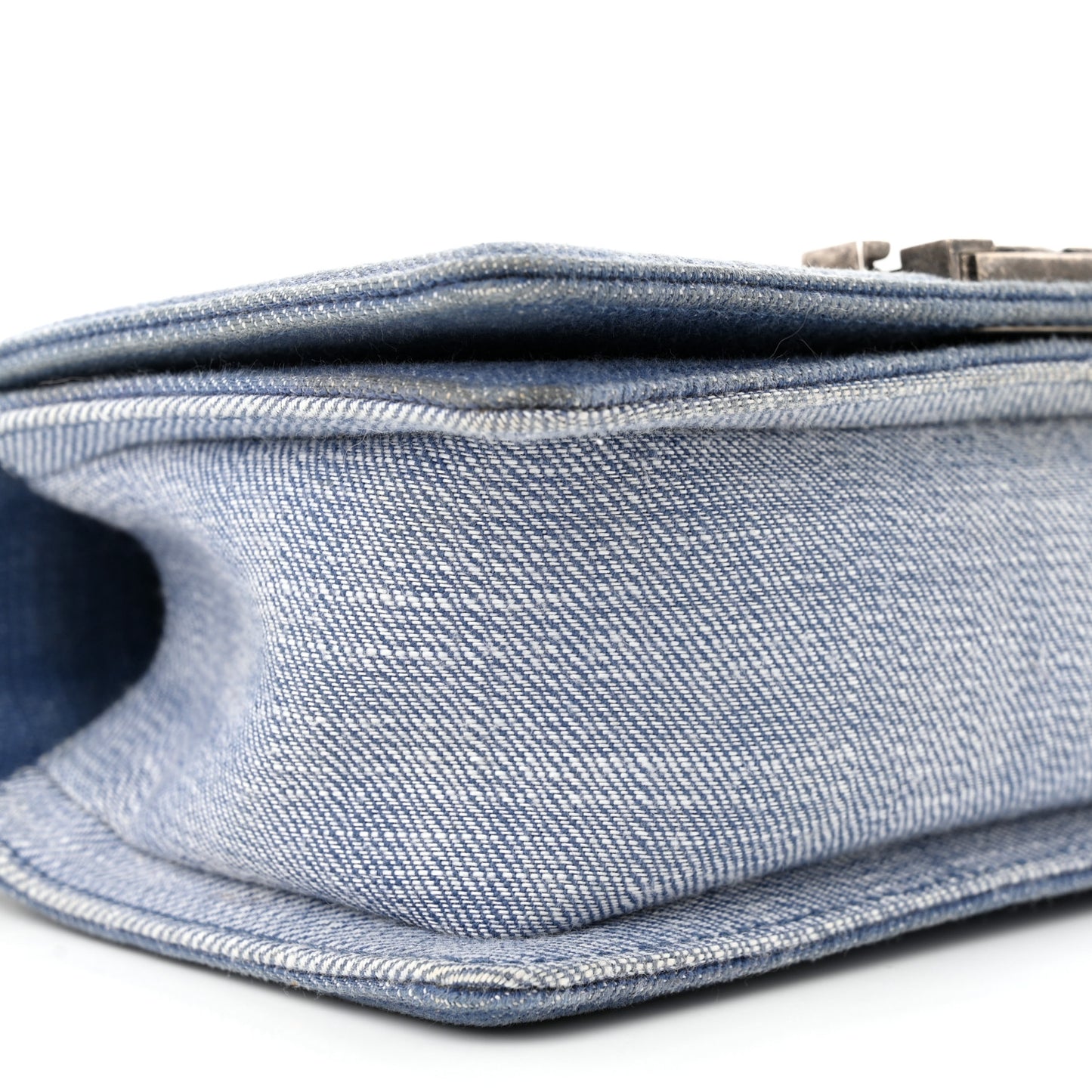 Denim Chevron Quilted Small Boy Flap Blue