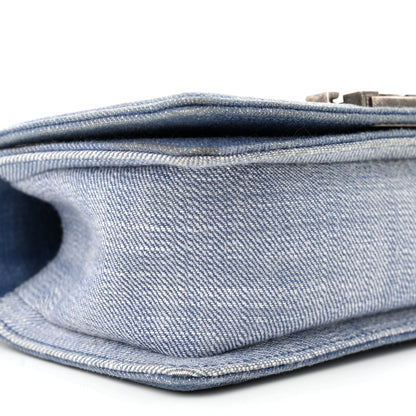 Chanel Denim Chevron Quilted Small Boy Flap Blue 9 of 13