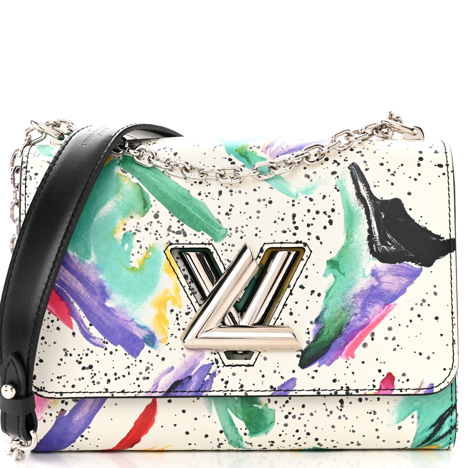 Louis Vuitton Calfskin Splash Print Twist Shoulder Bag MM White 8 of 12