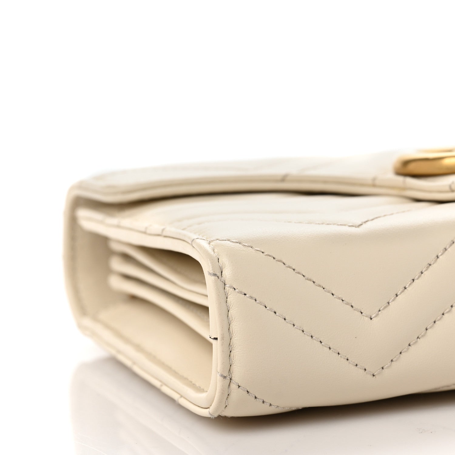 Gucci Calfskin Matelasse GG Marmont Chain Wallet Mystic White 7 of 9
