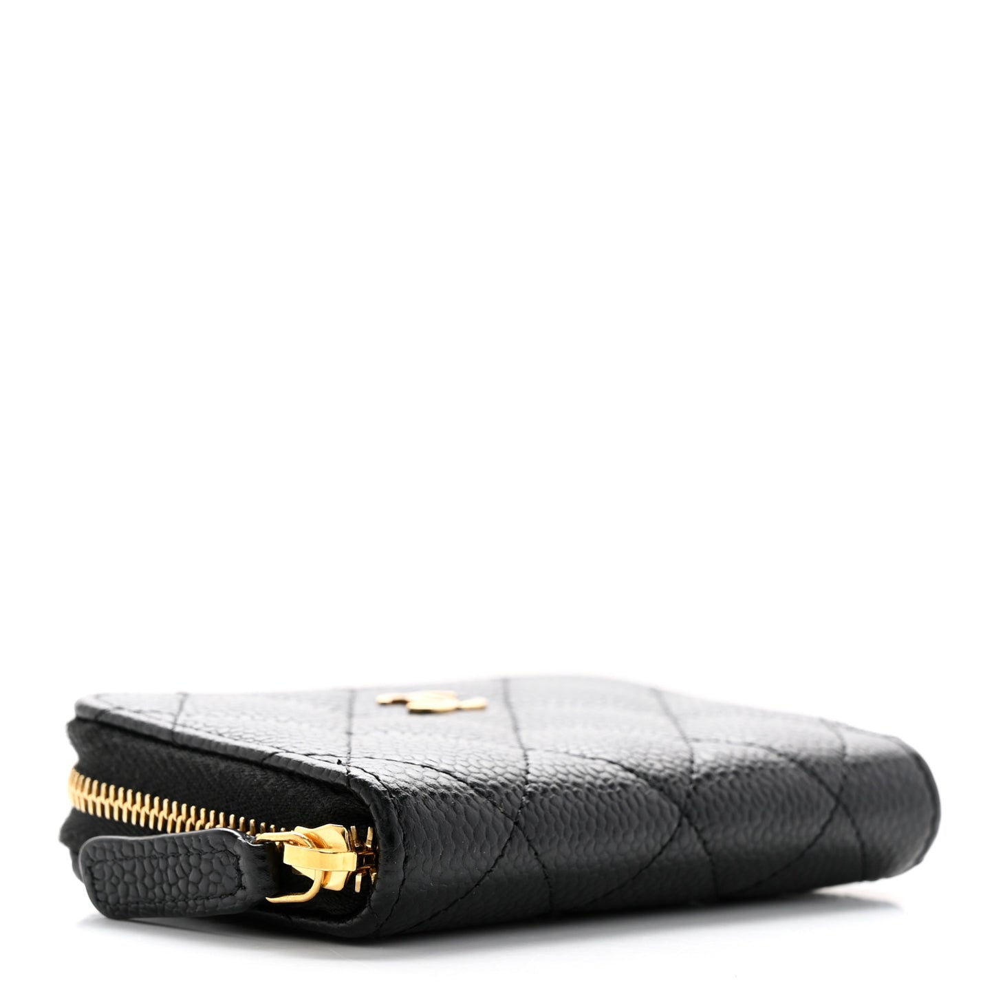 Caviar Quilted Zip Coin Purse Black