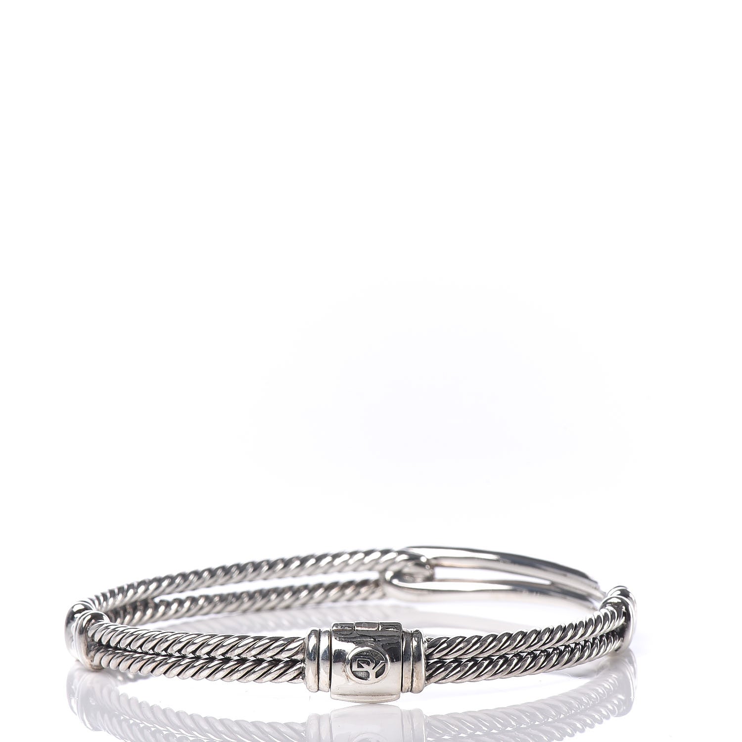David Yurman Sterling Silver Diamond 7mm Petite Pave Single Loop Labyrinth Bracelet 3 of 4