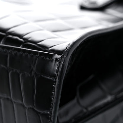 Balenciaga Semi Shiny Calfskin Crocodile Embossed Neo Classic Black Hardware Mini City Black 8 of 10