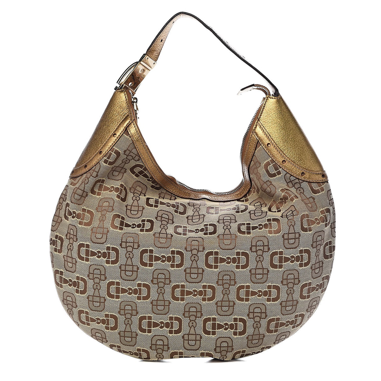 Canvas Horsebit Glam Hobo Bronze