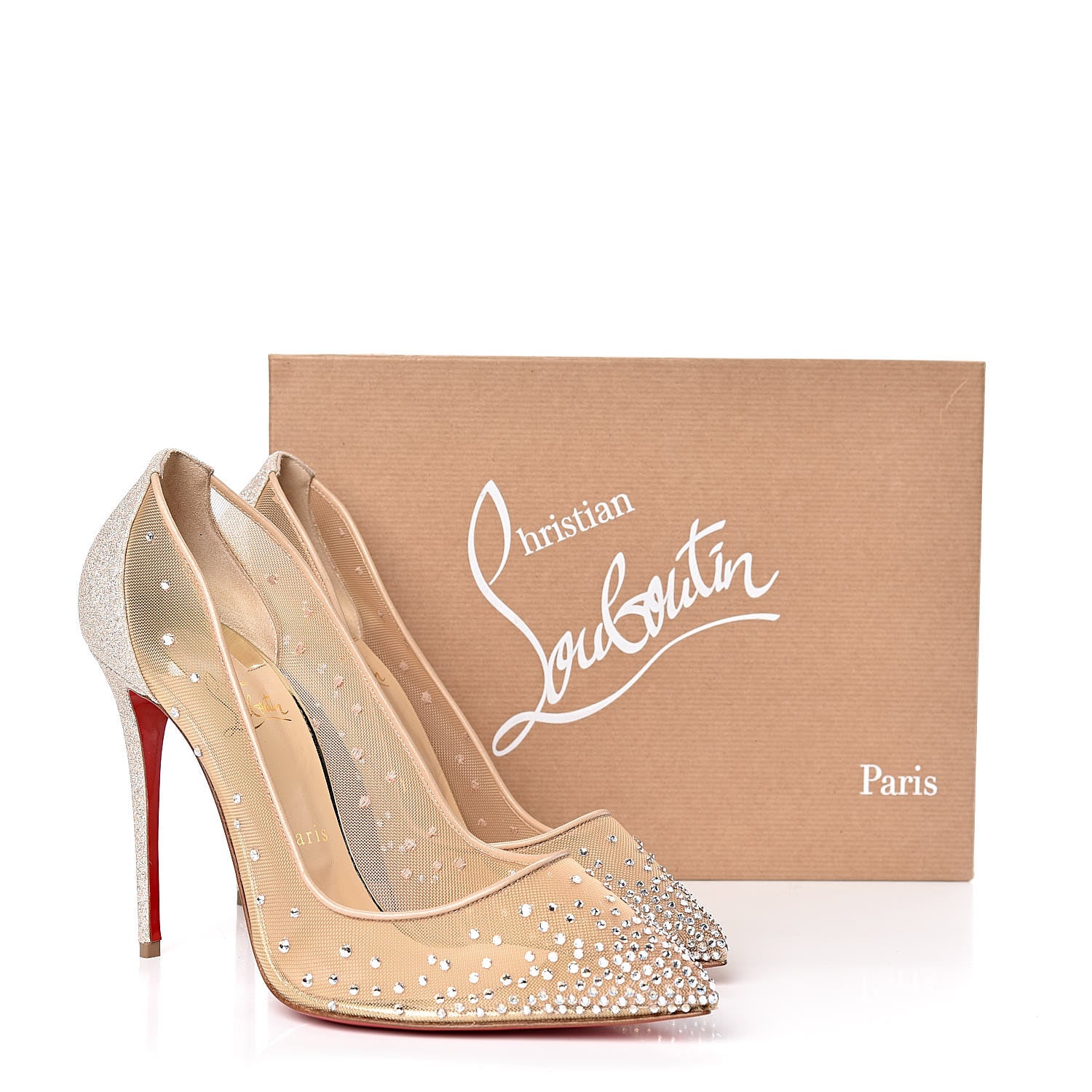Christian Louboutin Rete Glitter Mini Specchio Strass Follies 100 Pumps 40 Crystal Moonlight 8 of 8
