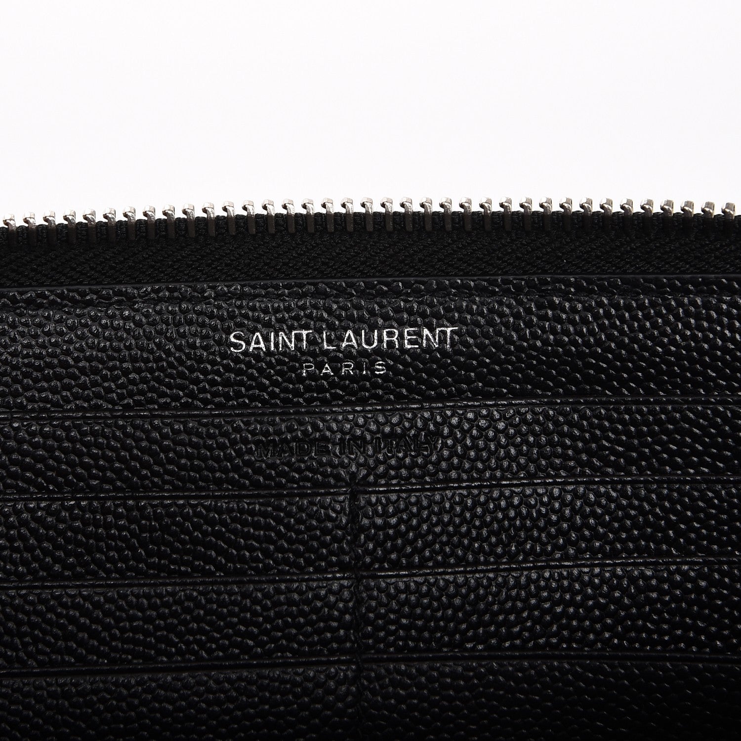 Saint Laurent Grain De Poudre Matelasse Chevron Monogram Zip Around Wallet Black 6 of 6