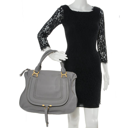 Chloe Calfskin Leather Large Marcie Satchel Cashmere Grey 2 of 9