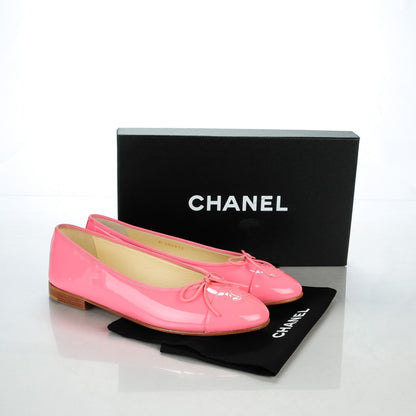 Chanel Patent CC Cap Toe Ballerina Flats 38.5 Pink 9 of 9